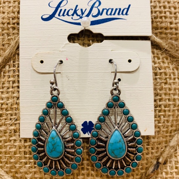 Lucky Brand Jewelry - Lucky Brand Turquoise & Silver Drop Earrings NWT